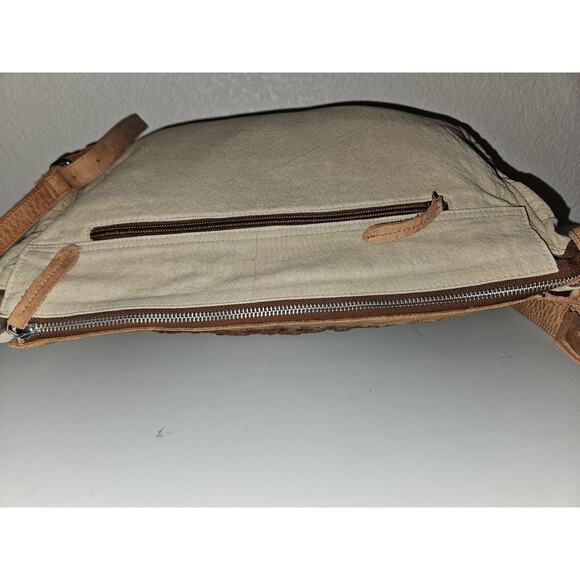 Anabaglish Sundance Canvas/Leather Large Distressed Messenger Bag 16x11x5 - Picture 10 of 14